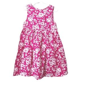YOUNG DIMENSION Kids Cotton Floral Print Dress Sleeveless Pink White Kids Sz 6-7